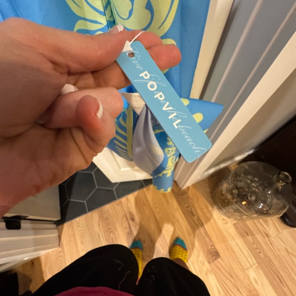 Blue and Lime spaghetti strap V-Neck Maxi Dress - Picture 4 of 5